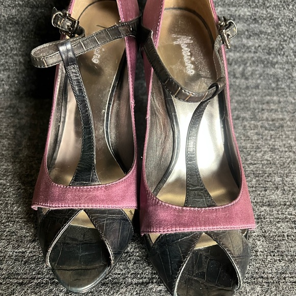 MARCIANO GUESS R- LIANNE Purple Multi RUNWAY SHOES Heels size 10 with box retro - Picture 5 of 15